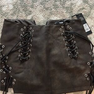 Fashion Nova Black Lace-Up Skirt